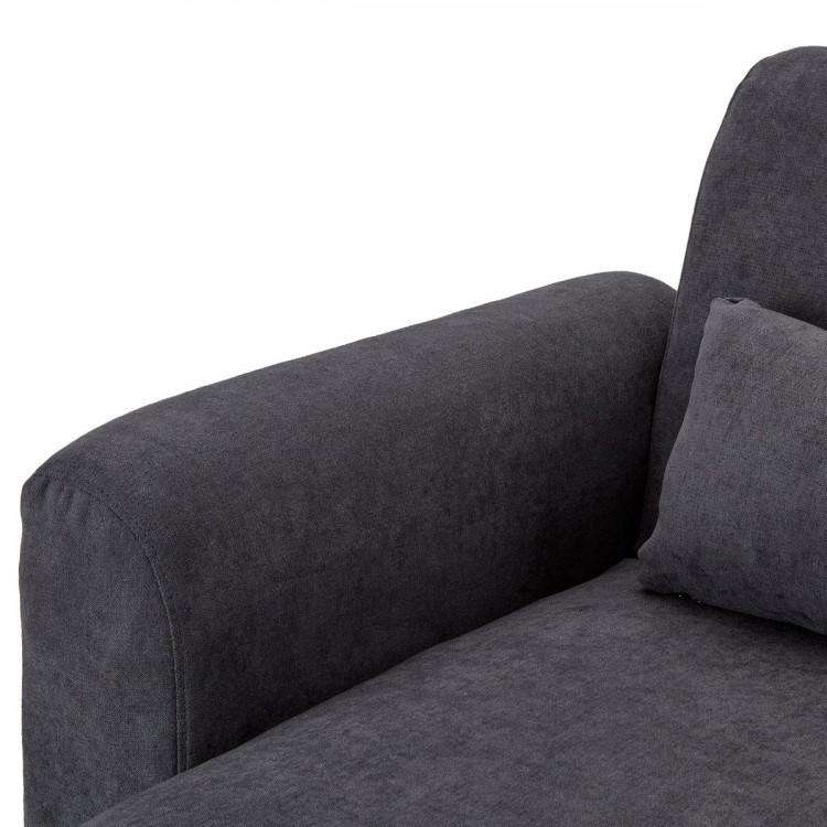 SARANTINO FAUX VELVET SOFA BED COUCH LOUNGE CHAISE CUSHIONS DARK GREY Sarantino