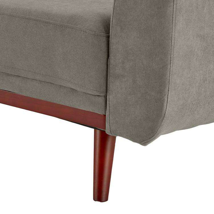 SARANTINO FAUX VELVET SOFA BED COUCH LOUNGE CHAISE CUSHIONS LIGHT GREY Sarantino