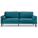 SARANTINO FAUX VELVET SOFA BED COUCH FURNITURE LOUNGE SUITE SEAT BLUE Sarantino