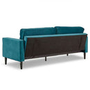 SARANTINO FAUX VELVET SOFA BED COUCH FURNITURE LOUNGE SUITE SEAT BLUE Sarantino