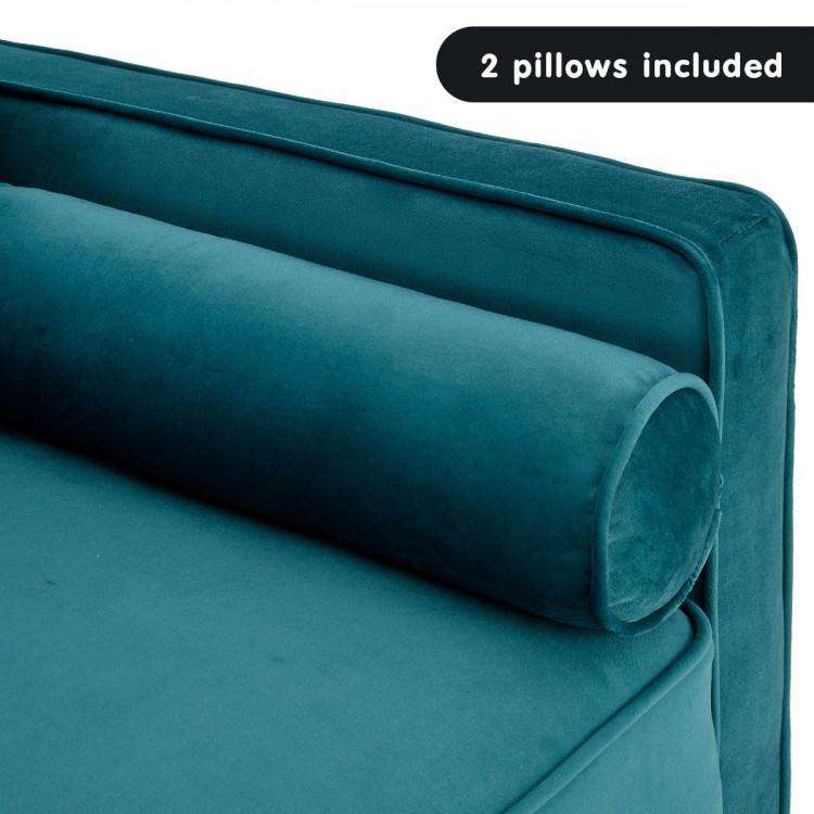 SARANTINO FAUX VELVET SOFA BED COUCH FURNITURE LOUNGE SUITE SEAT BLUE Sarantino