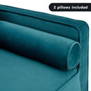 SARANTINO FAUX VELVET SOFA BED COUCH FURNITURE LOUNGE SUITE SEAT BLUE Sarantino