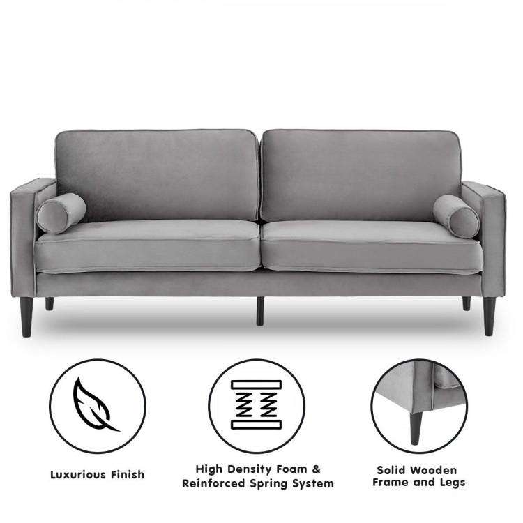 SARANTINO FAUX VELVET SOFA BED COUCH FURNITURE LOUNGE SUITE SEAT GREY Sarantino