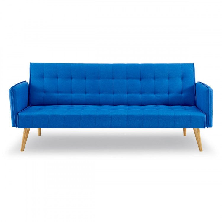 Sarantino 3 Seater Modular Linen Fabric Sofa Bed Couch Armrest - Blue Sarantino