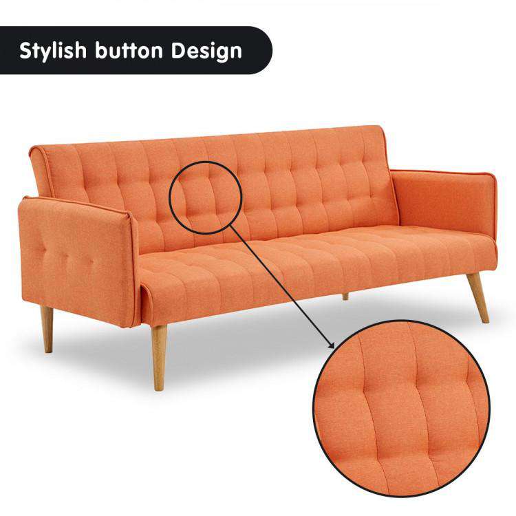 Sarantino 3 Seater Modular Linen Fabric Sofa Bed Couch Armrest Orange Sarantino