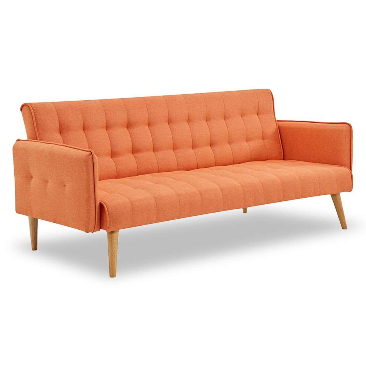 Sarantino 3 Seater Modular Linen Fabric Sofa Bed Couch Armrest Orange Sarantino