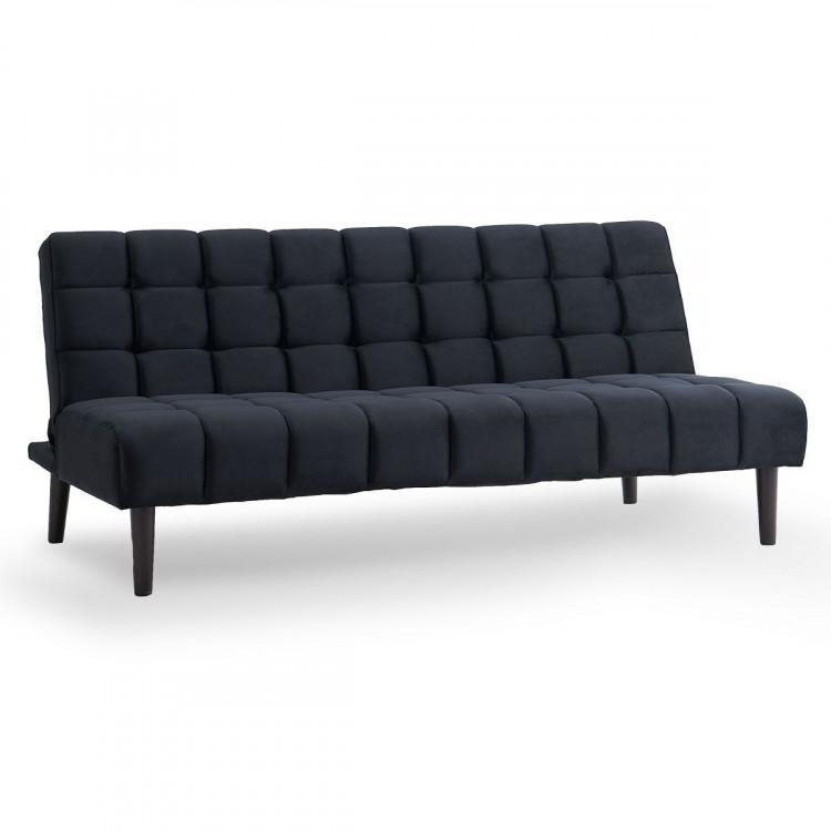 SARANTINO FAUX SUEDE FABRIC SOFA BED FURNITURE LOUNGE SEAT BLACK Sarantino