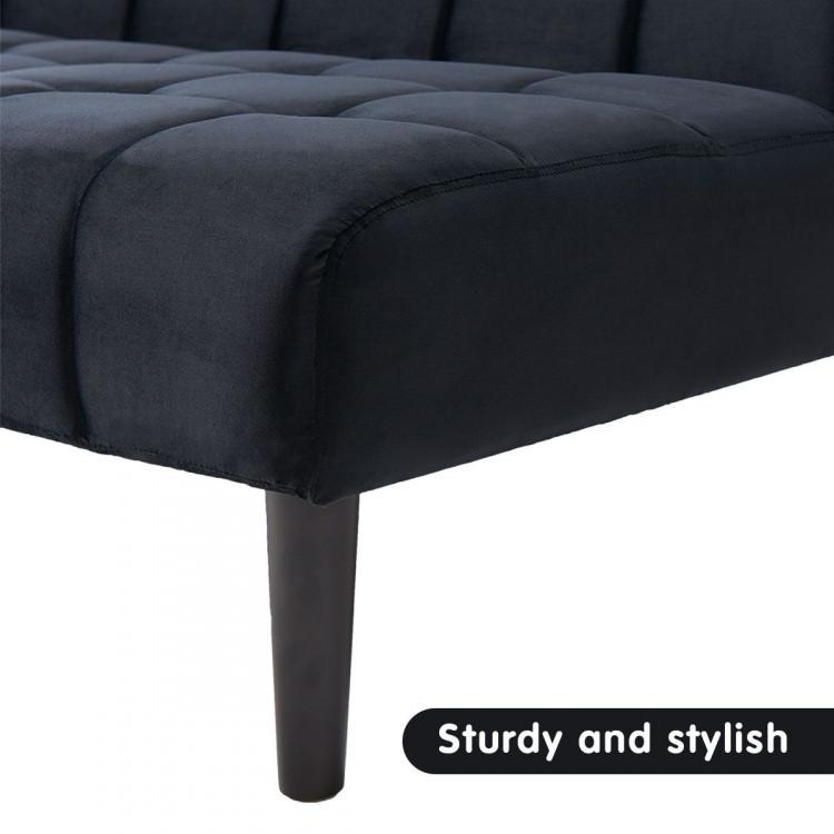 SARANTINO FAUX SUEDE FABRIC SOFA BED FURNITURE LOUNGE SEAT BLACK Sarantino