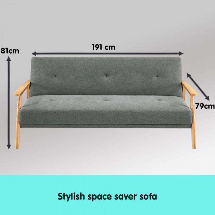 THREE SEATER LINEN FABRIC SOFA BED LOUNGE COUCH FUTON - LIGHT GREY Big Bedding Australia