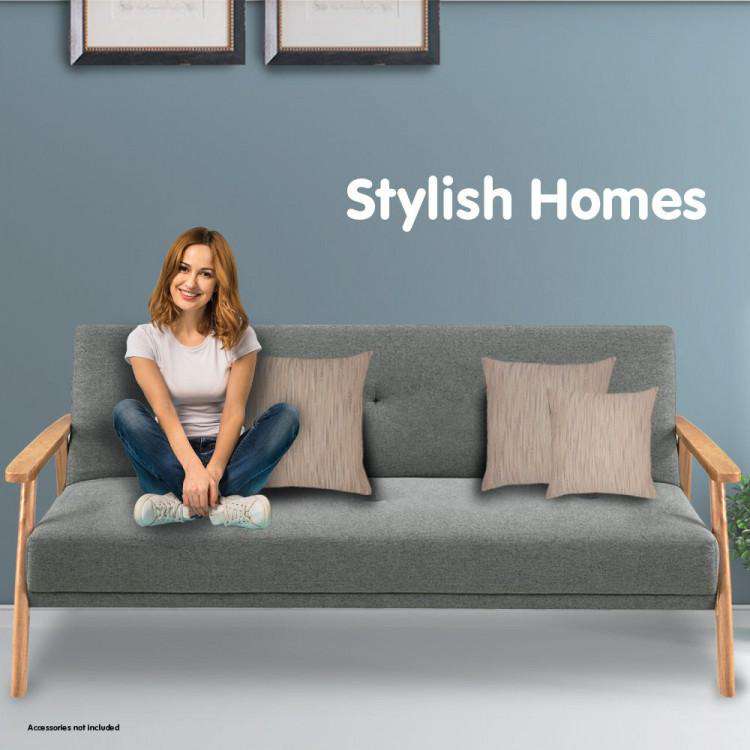 THREE SEATER LINEN FABRIC SOFA BED LOUNGE COUCH FUTON - LIGHT GREY Big Bedding Australia