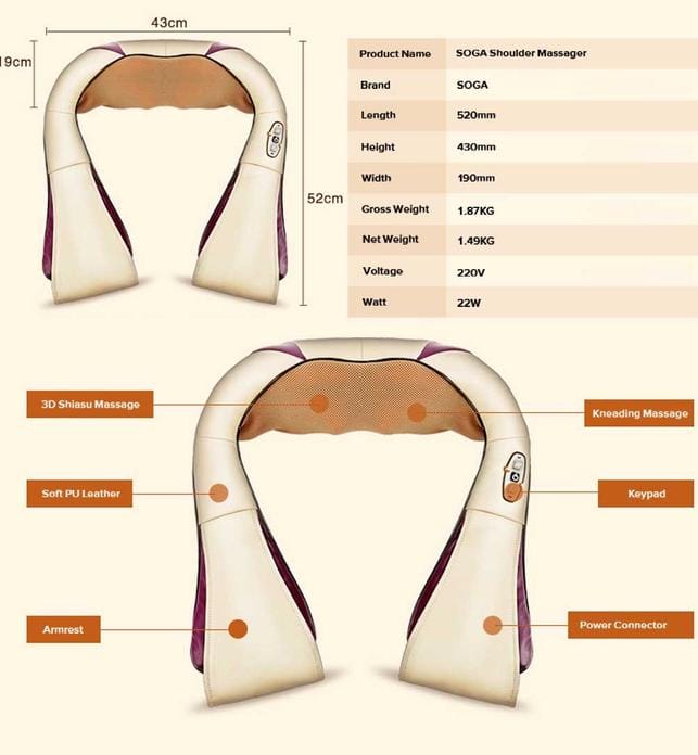 Soga Massager ELECTRIC KNEADING BODY MASSAGER WITH HEAT