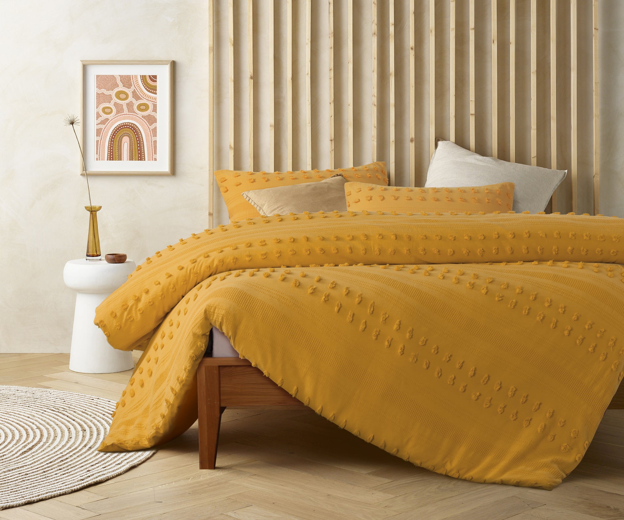 Vintage Design Ochre Sans Sovci Cotton Quilt Cover Set Vintage Design