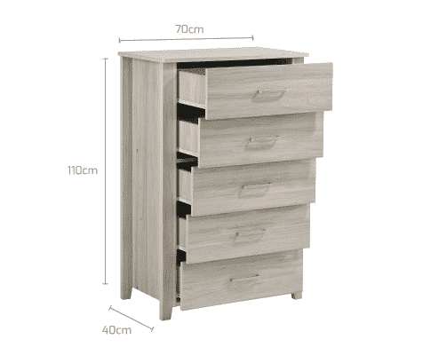 Six Chest Of Drawers Tallboy - White Oak Melbournians Furniture