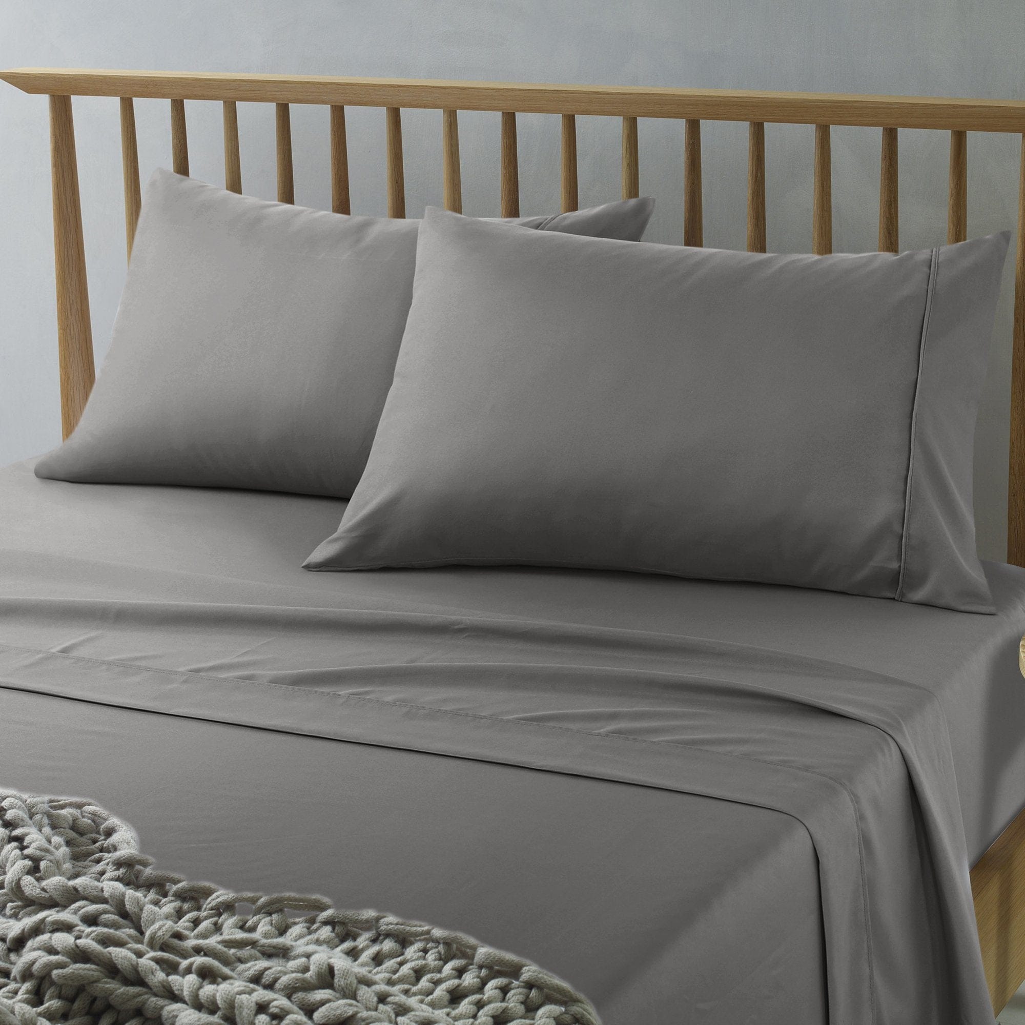 The Big Sleep Bed Sheets The Big Sleep Microfibre Dark Grey Sheet Set