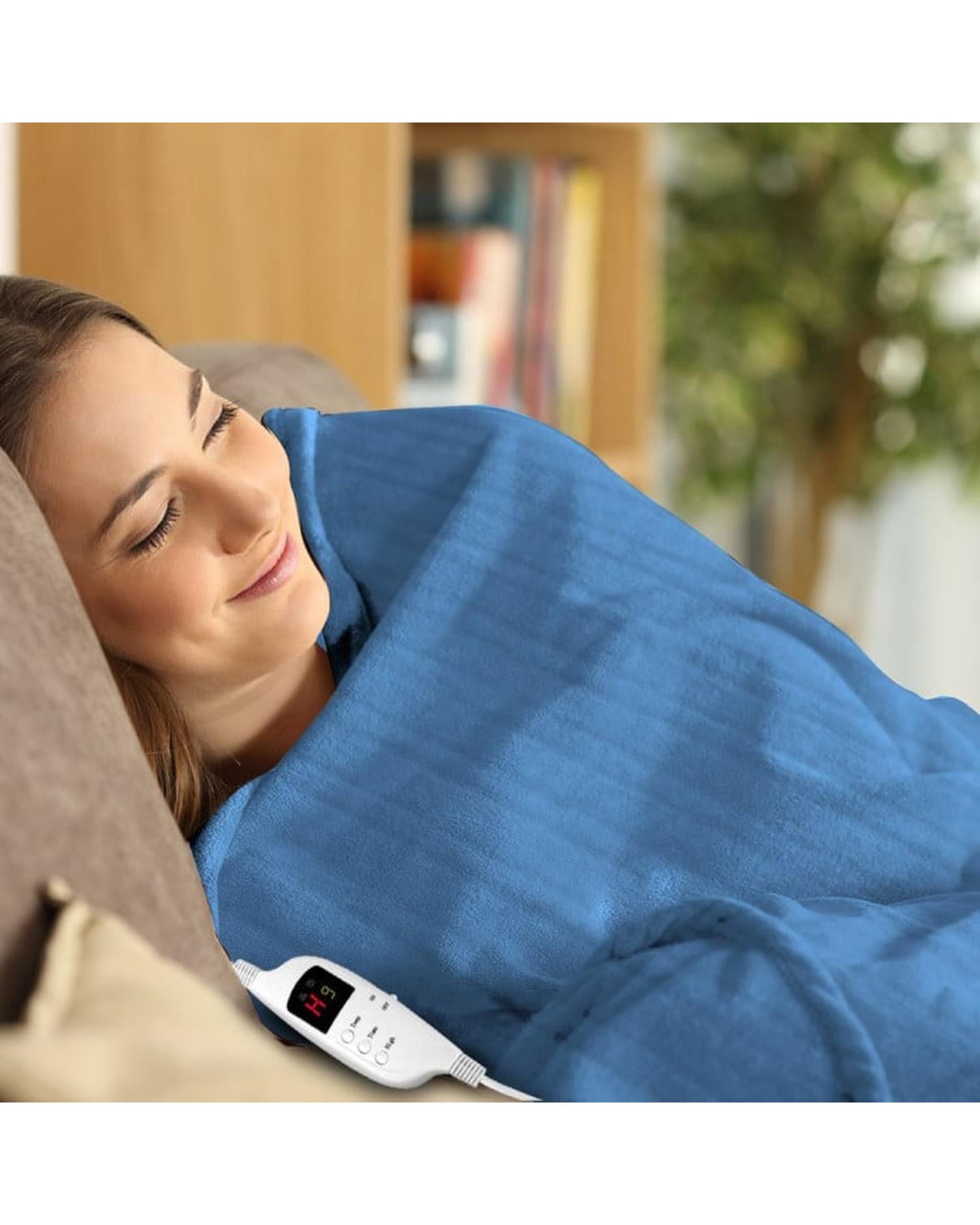 LAURA HILL HEATED ELECTRIC BLANKET CORAL WARM FLEECE WINTER BLUE Laura Hill