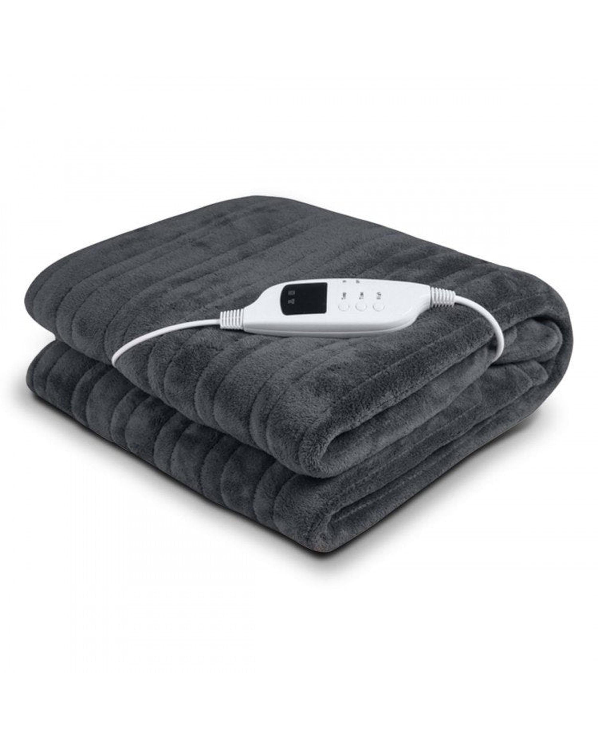 HEATED ELECTRIC BLANKET THROW RUG CORAL WARM FLEECE WINTER GREY Laura Hill