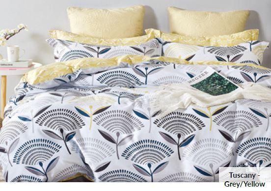 Odyysey Living Tuscany Grey/Yellow Cotton Quilt Cover Set Odyssey Living