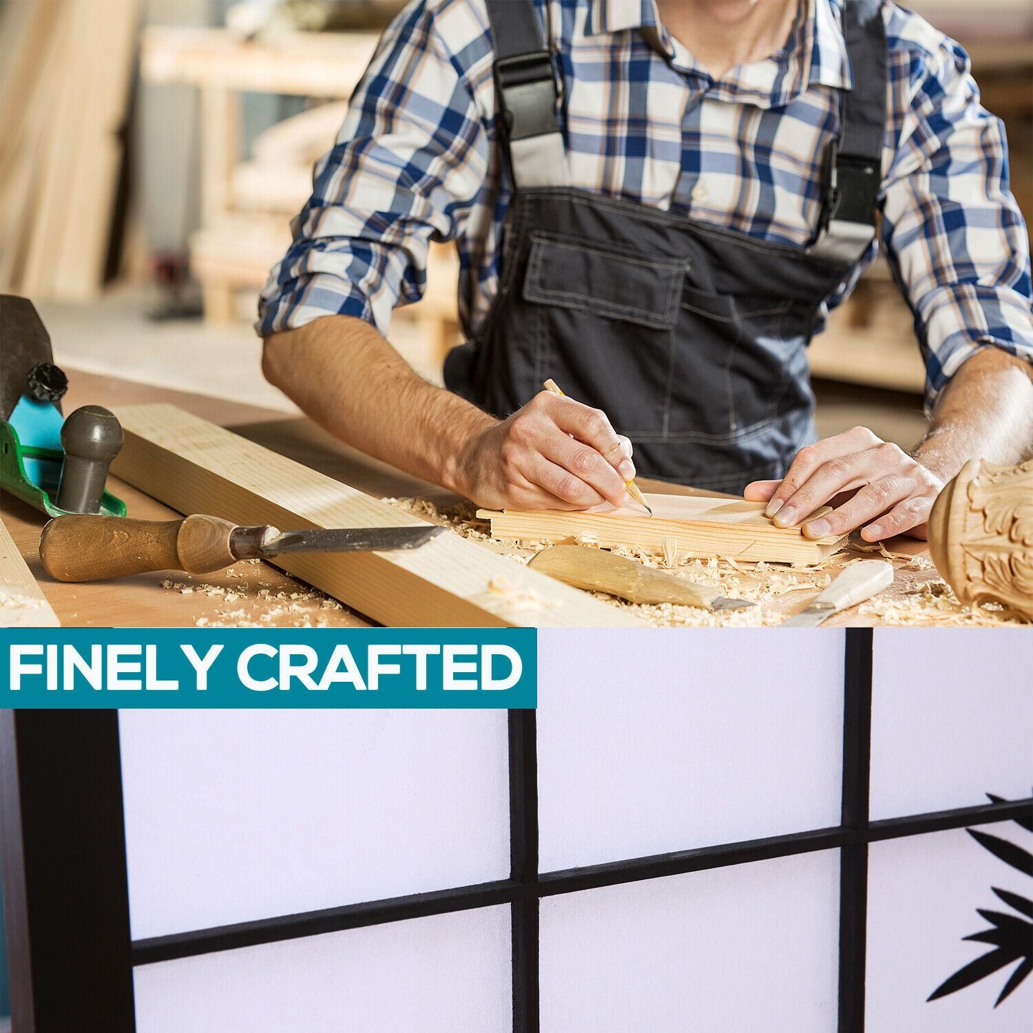 Three Panel Free Standing Foldable  Room Divider Privacy Screen Bamboo Print Levede