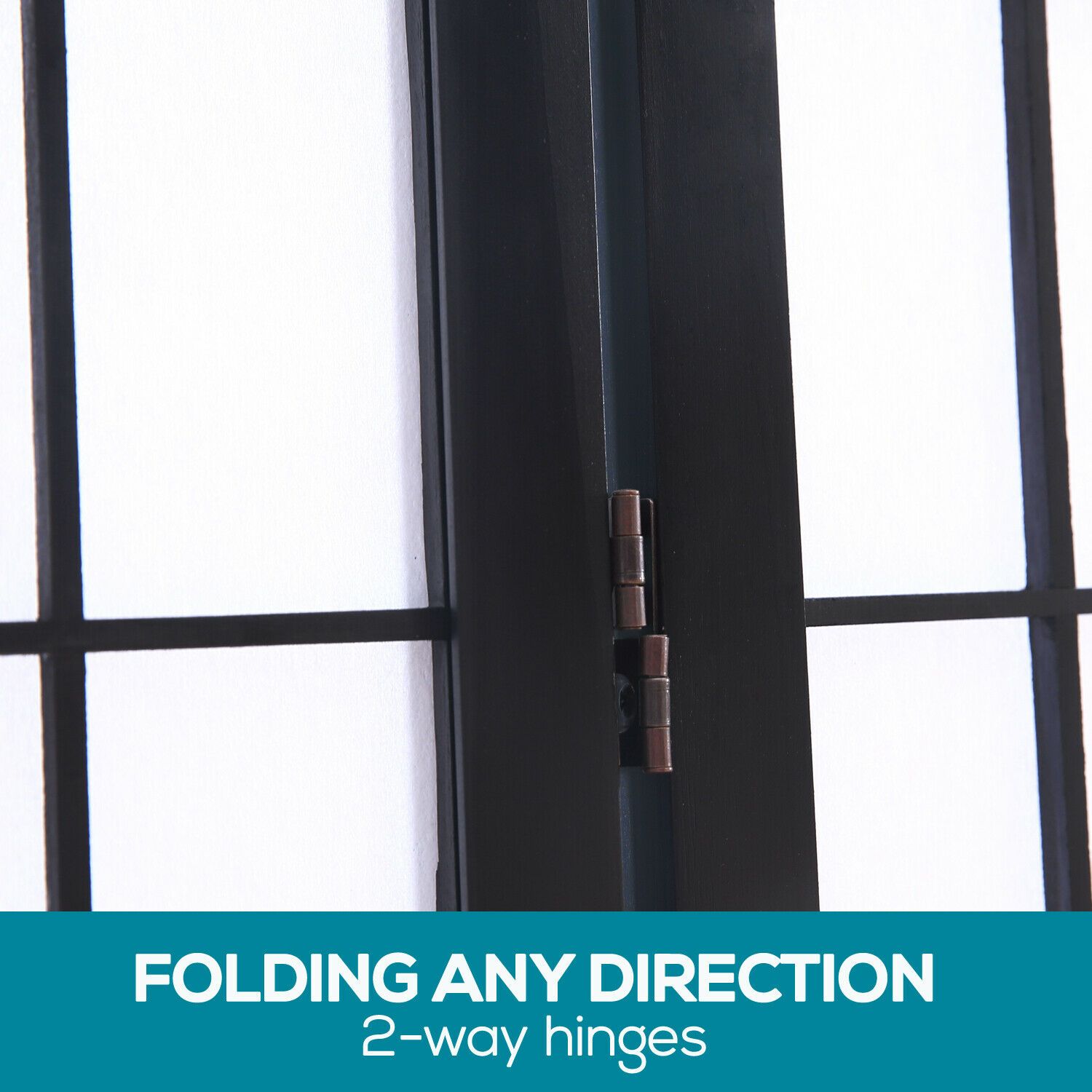 8 Panel Free Standing Foldable  Room Divider Privacy Screen Black Frame Levede