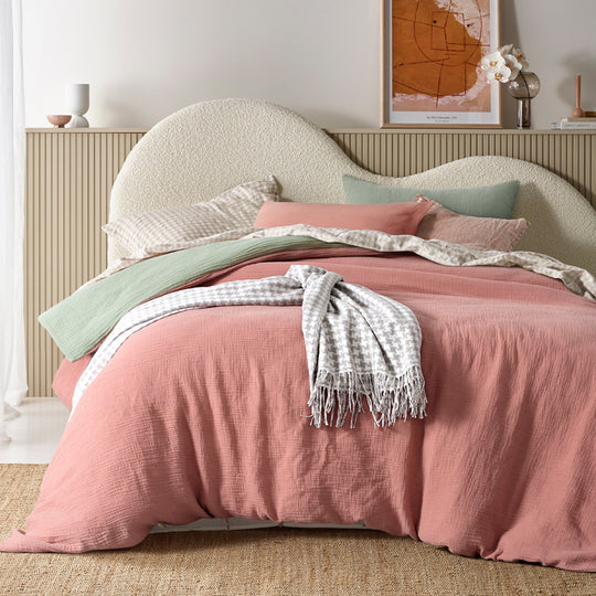 Vintage Design Hugo Reversible Quilt Cover Set Range Sage and Clay Vintage Design