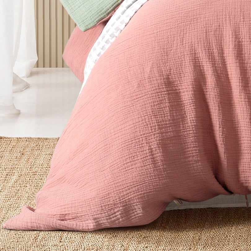 Vintage Design Hugo Reversible Quilt Cover Set Range Sage and Clay Vintage Design