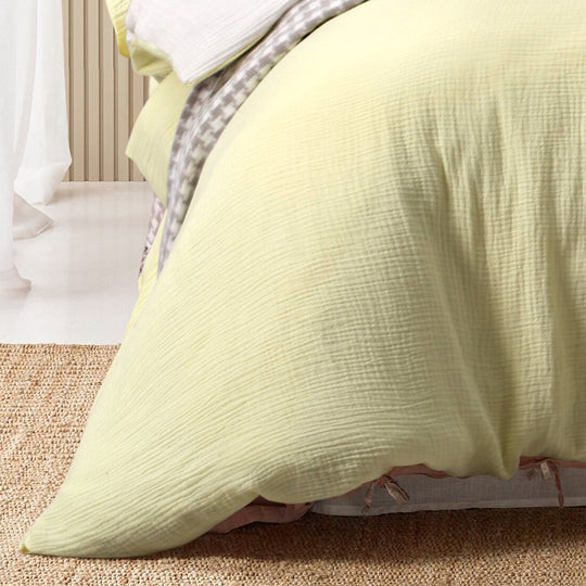 Vintage Design Hugo Reversible Quilt Cover Set Range White and Butter Vintage Design