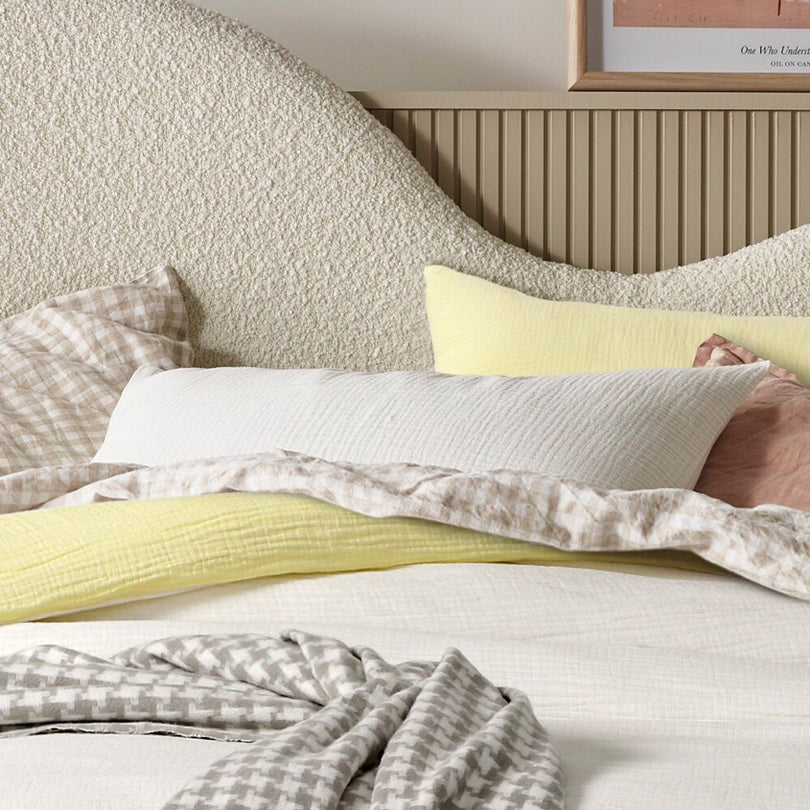 Vintage Design Hugo Reversible Quilt Cover Set Range White and Butter Vintage Design