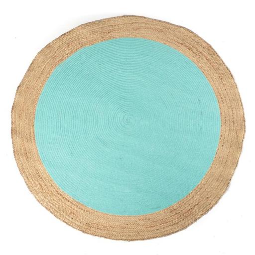 Vintage Design Maha Aqua/Natural Jute Handloom Round Rug Vintage Design