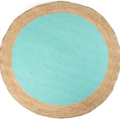 Vintage Design Maha Aqua/Natural Jute Handloom Round Rug Vintage Design