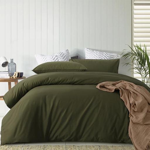 Vintage Design OLIVE Lee Washed Cotton Quilt Cover Set Vintage Design