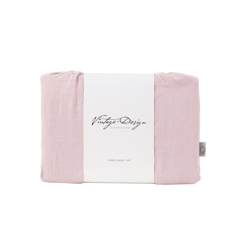Vintage Design Bed Sheets Vintage Design Blush 100% Linen Sheet Set