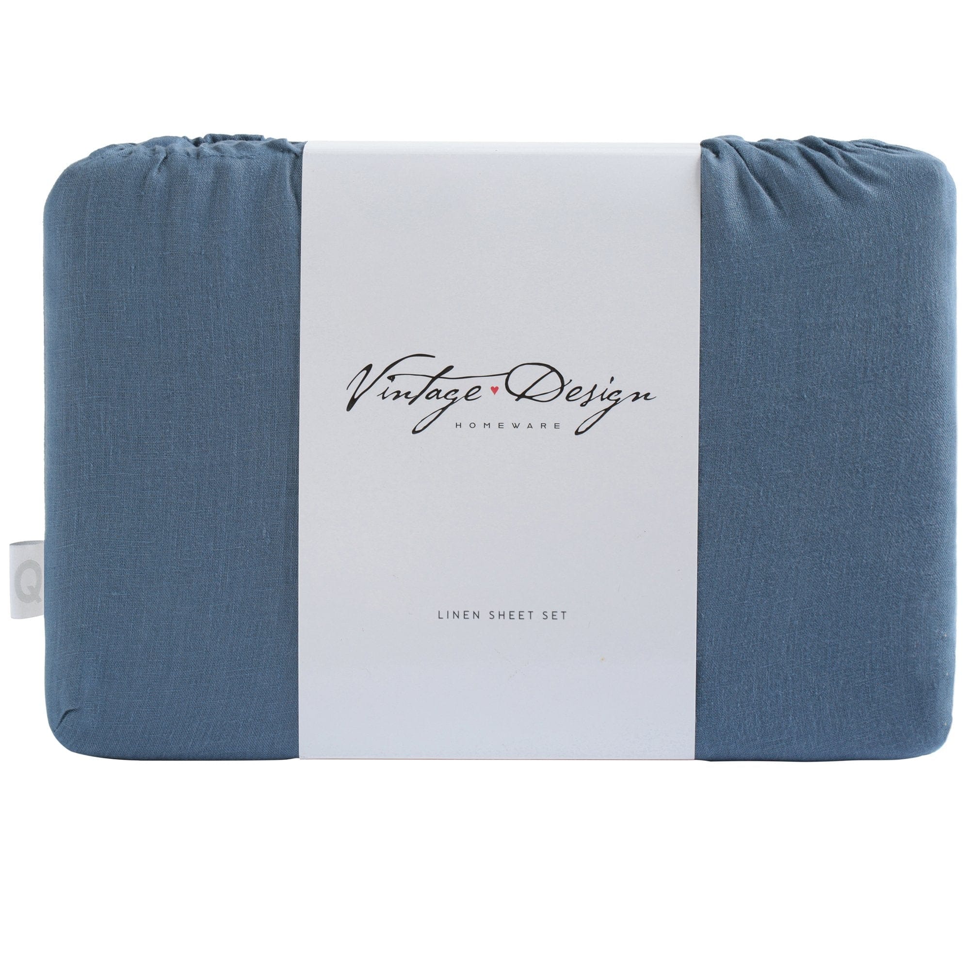 Vintage Design Quilt Cover Vintage Design Brilliant Blue 100% Linen Quilt Cover Set