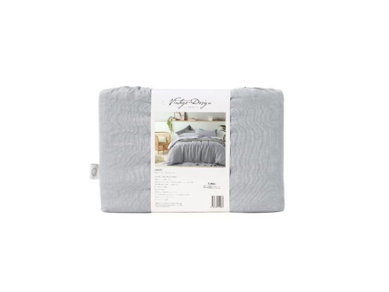 Vintage Design Quilt Cover Vintage Design Dove Grey 100% Linen Quilt Cover Set