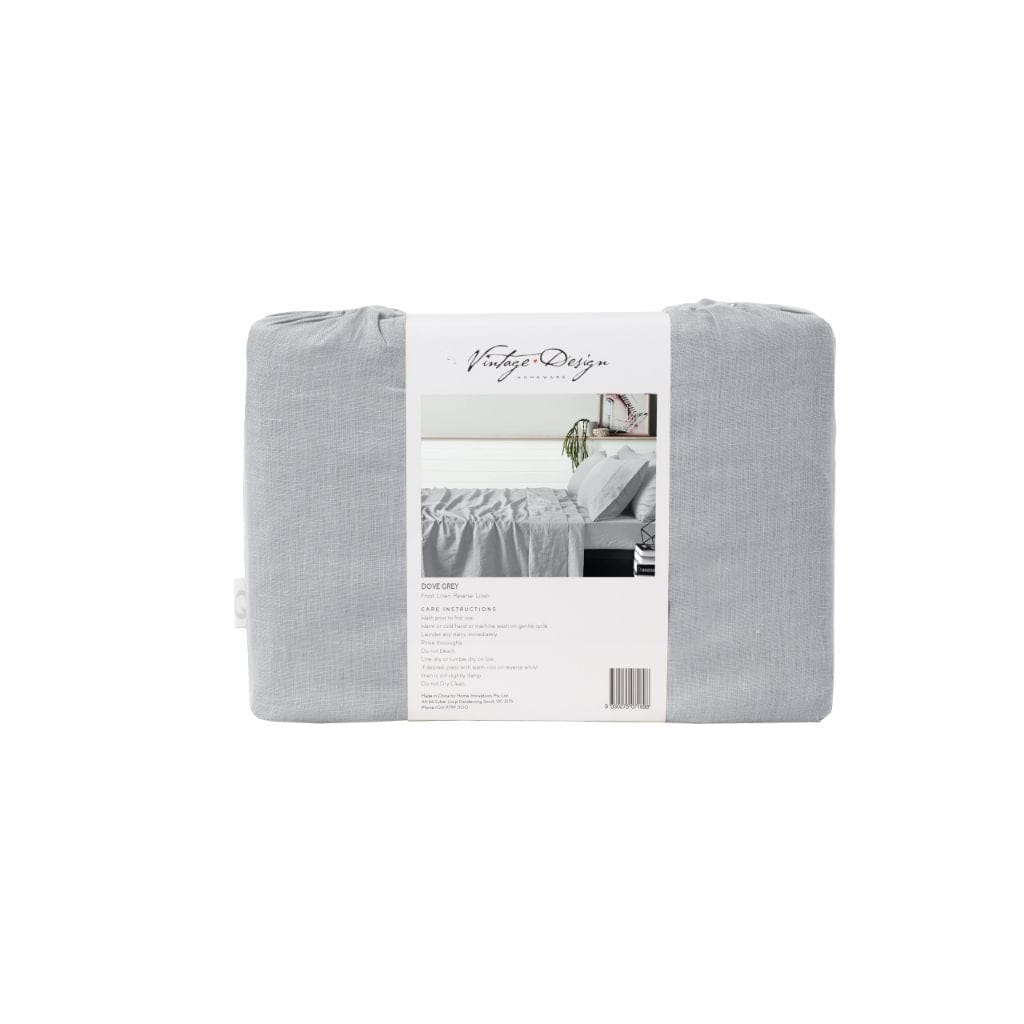 Vintage Design Bed Sheets Vintage Design Dove Grey French 100% Linen Sheet Set
