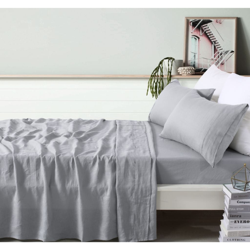 Vintage Design Bed Sheets Vintage Design Dove Grey French 100% Linen Sheet Set