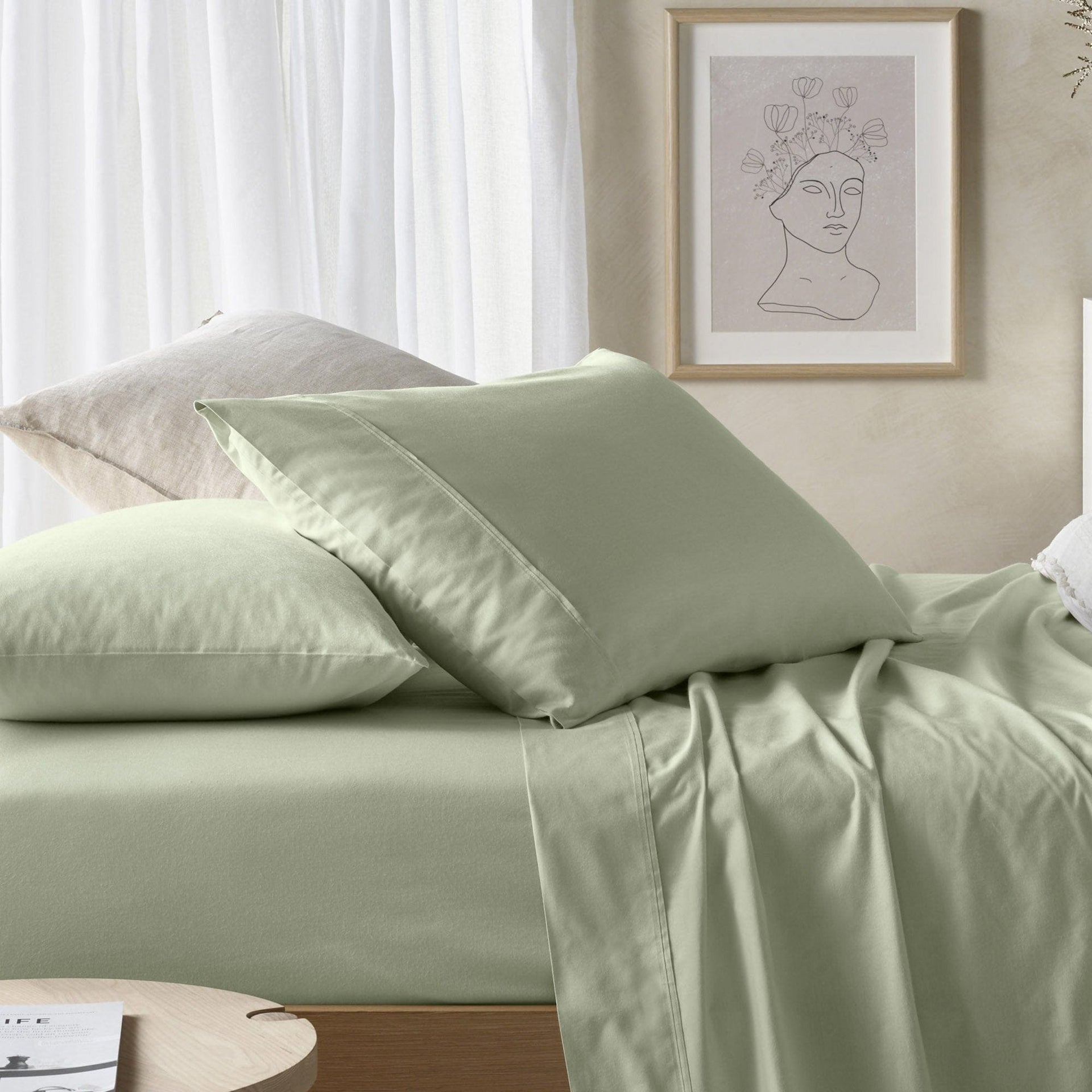 Vintage Design Bed Sheets Vintage Design Fog Green Eucalyptus & Cotton Sheet Set