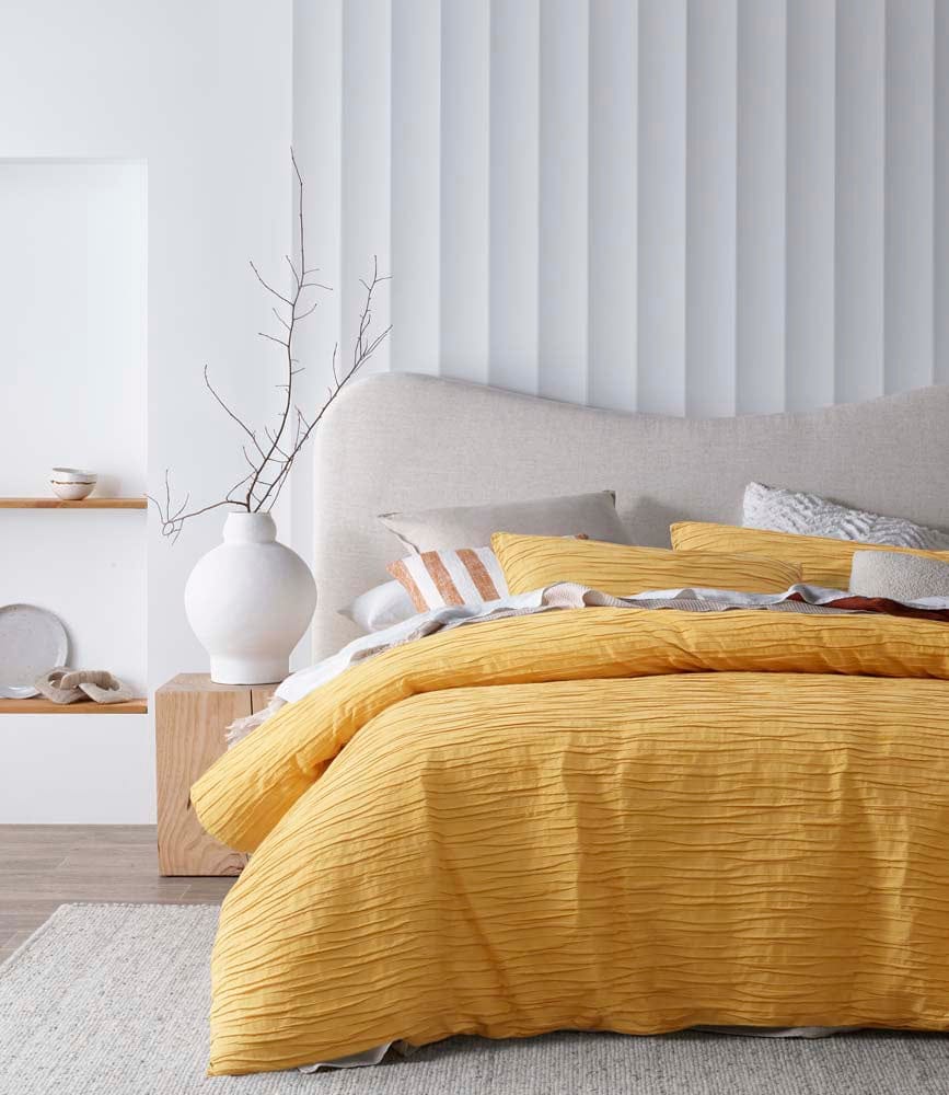 Vintage Design Quilt Cover Vintage Design Malvern Cotton Quilt Cover Set - Ochre