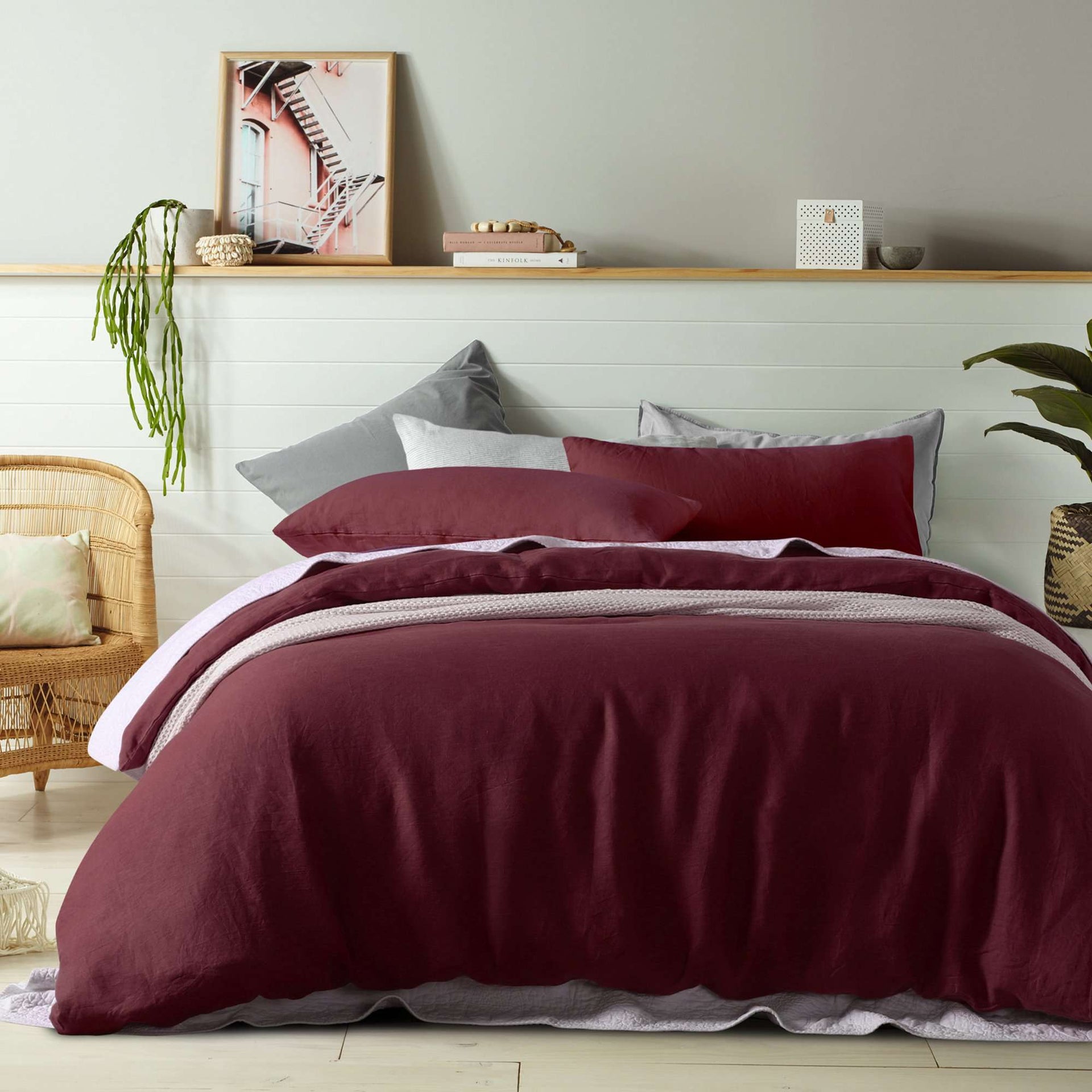 Vintage Design Quilt Cover Vintage Design Merlot Linen Quilt Cover Set