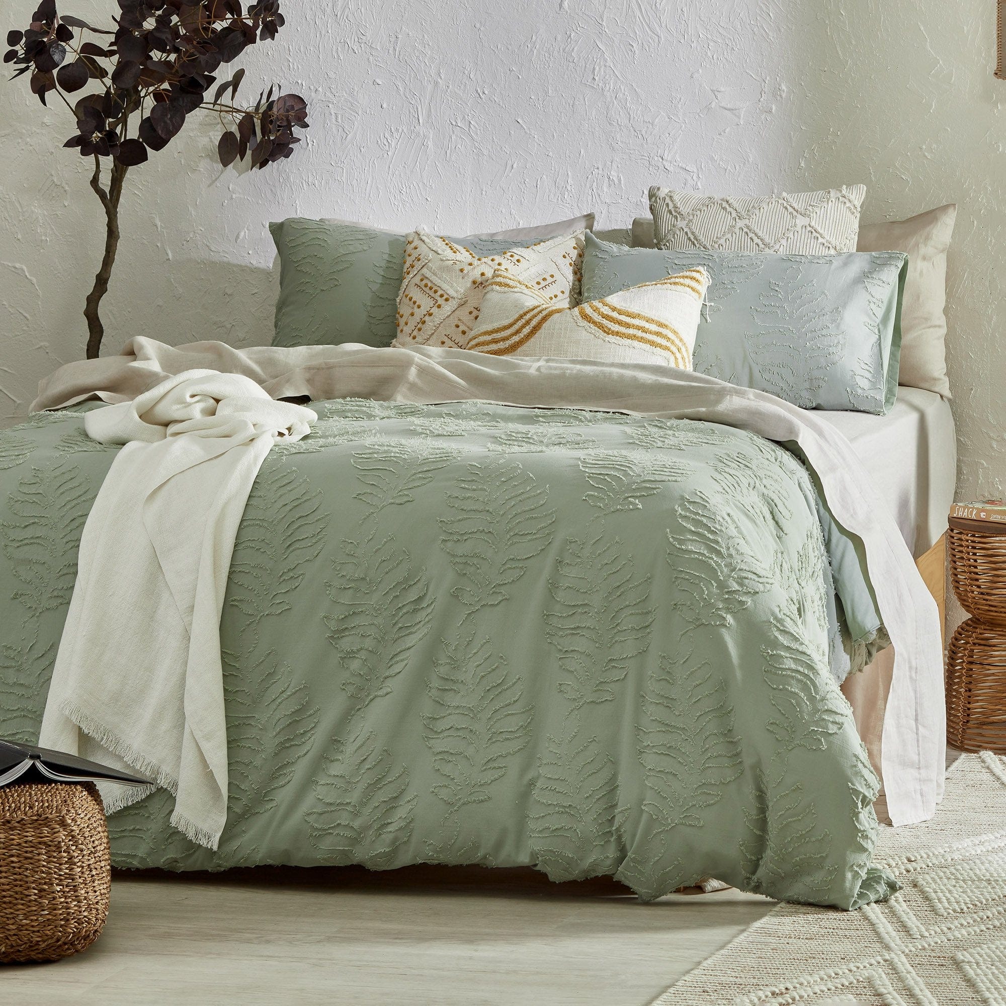 Vintage Design Quilt Cover Vintage Design Sage Cotton Quilt Cover Set