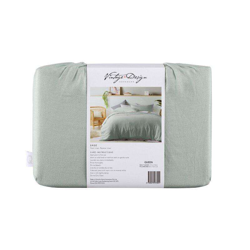 Vintage Design Quilt Cover Vintage Design Sage Linen Quilt Cover Set