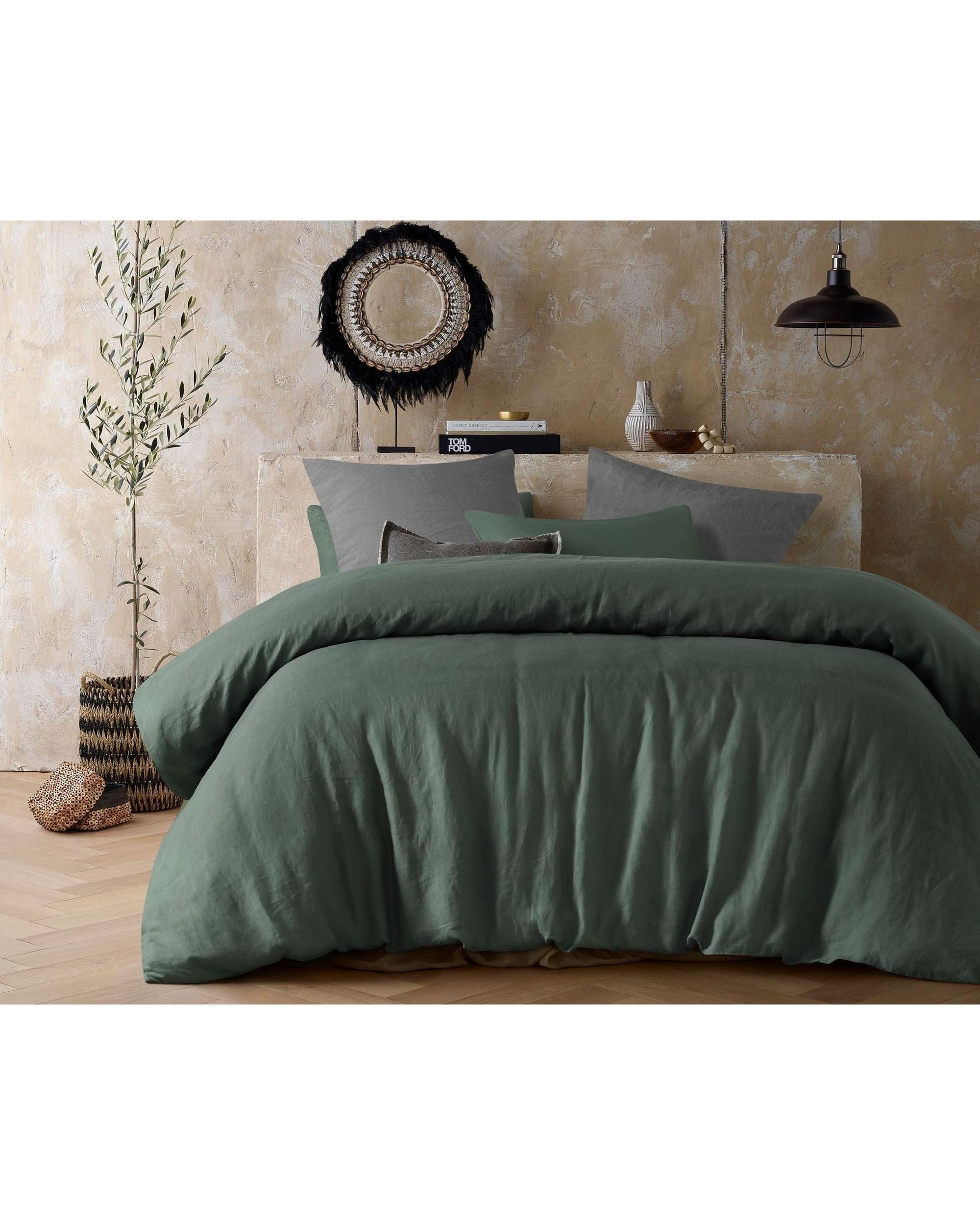 Vintage Design Quilt Cover Vintage Design Sea Green 100% Hemp Quilt Cover Set