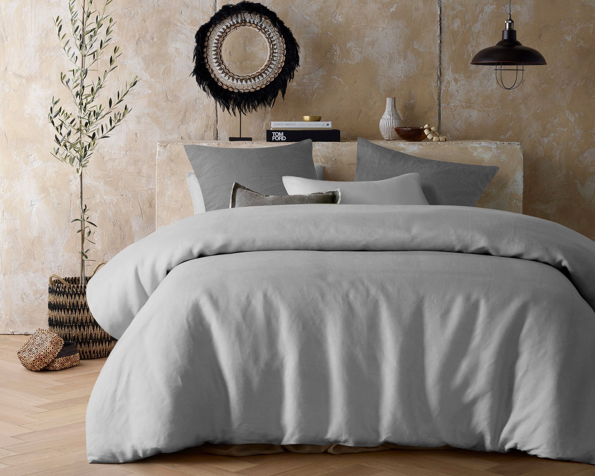 Vintage Design Quilt Cover Vintage Design Silver 100% Hemp Quilt Cover Set