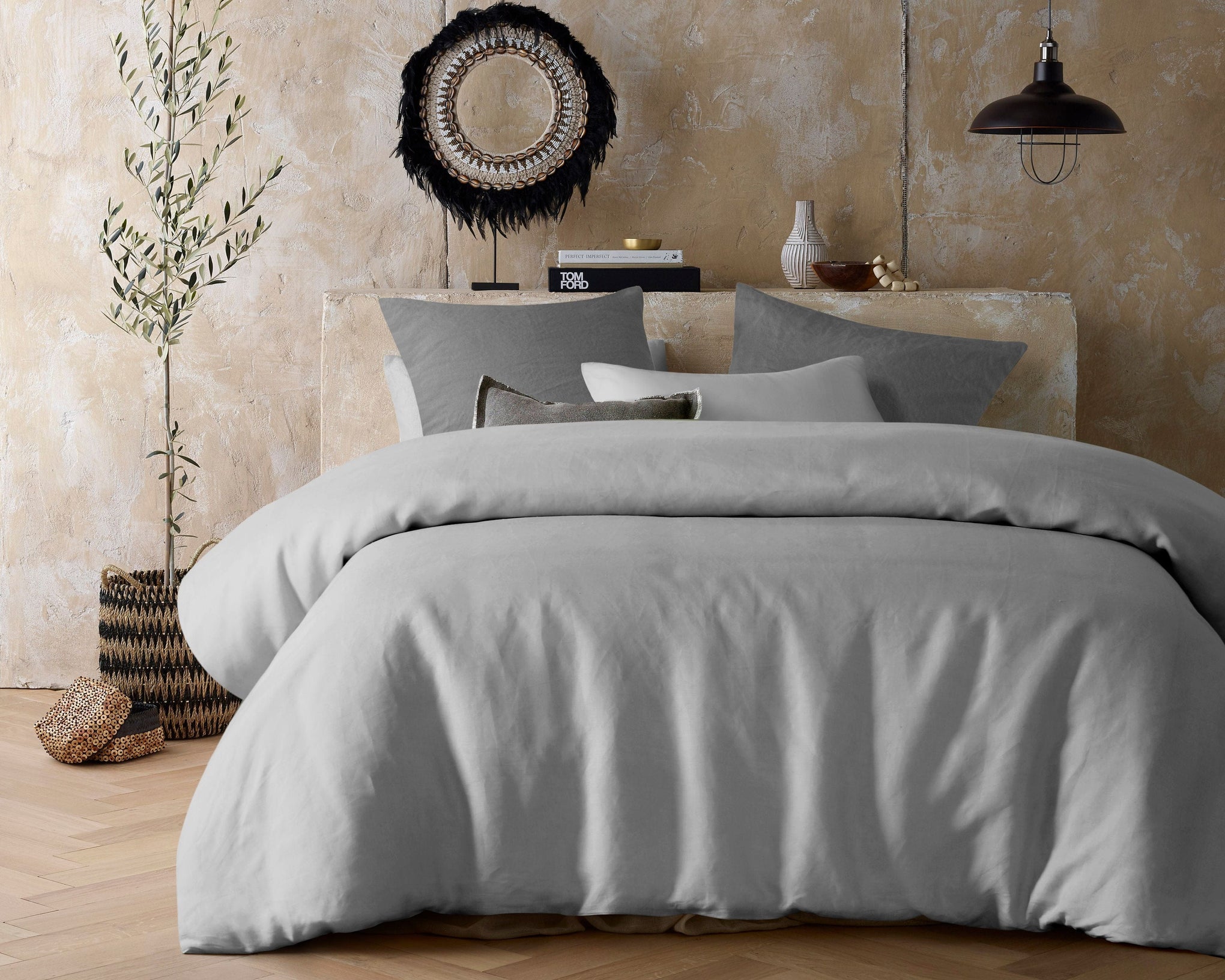 Vintage Design Quilt Cover Vintage Design Silver 100% Hemp Quilt Cover Set