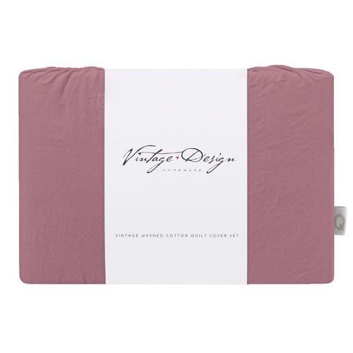 Vintage Design Quilt Cover Vintage Design Smokey Rose Lee Washed Cotton Quilt Cover Set