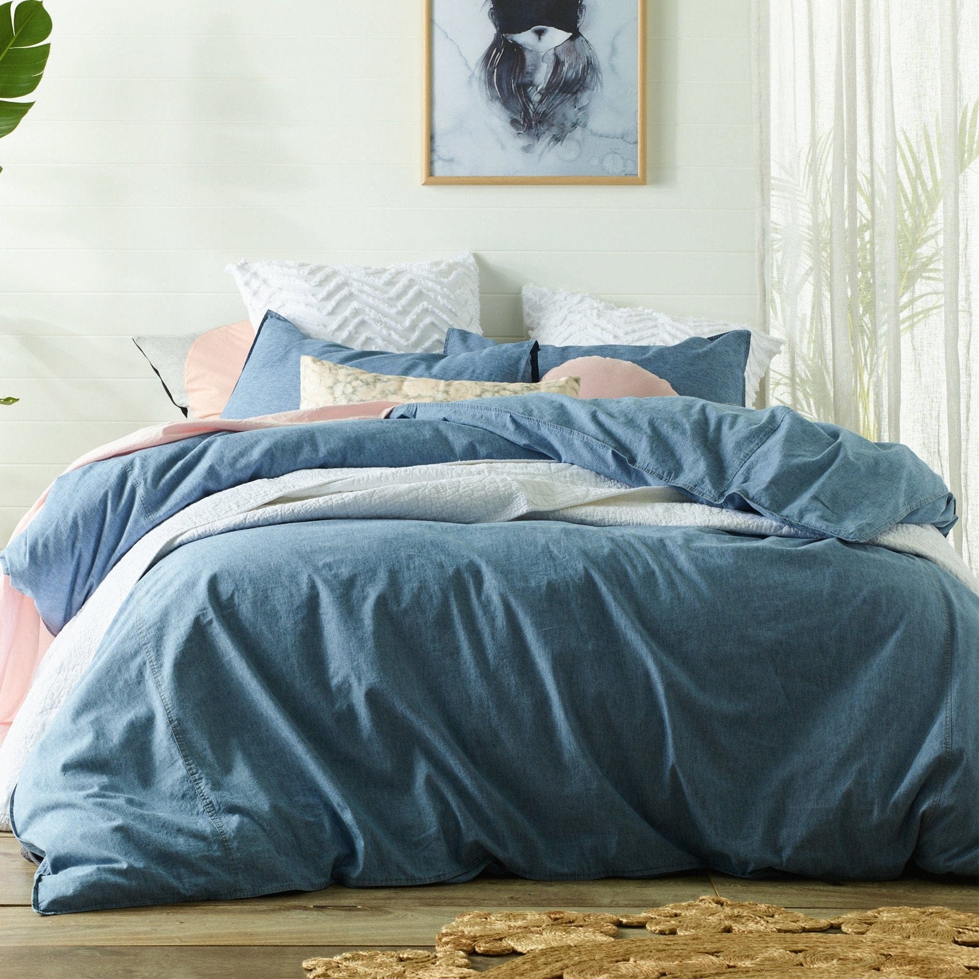 Vintage Design Quilt Cover Vintage Design Stonewashed Denim Linen Cotton Quilt Cover Sets