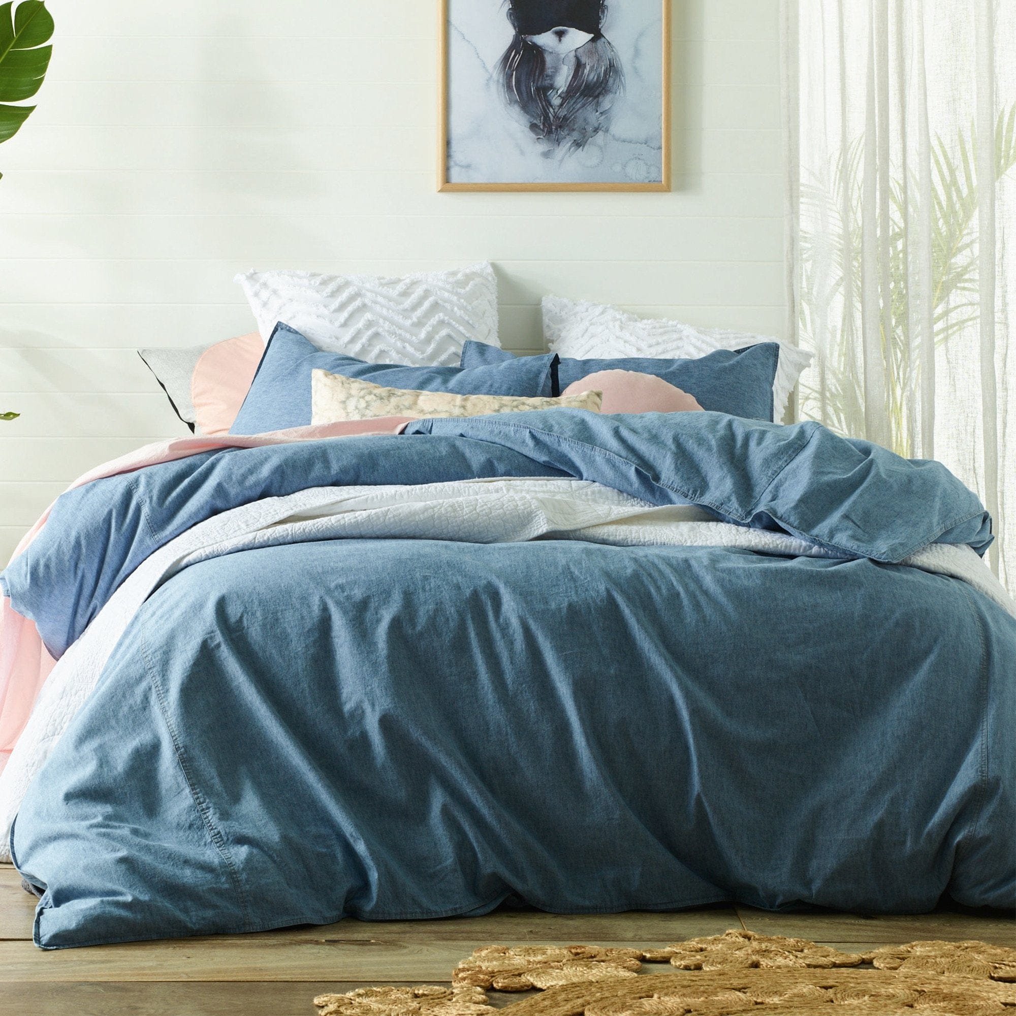 Vintage Design Quilt Cover Vintage Design Stonewashed Denim Linen Cotton Quilt Cover Sets