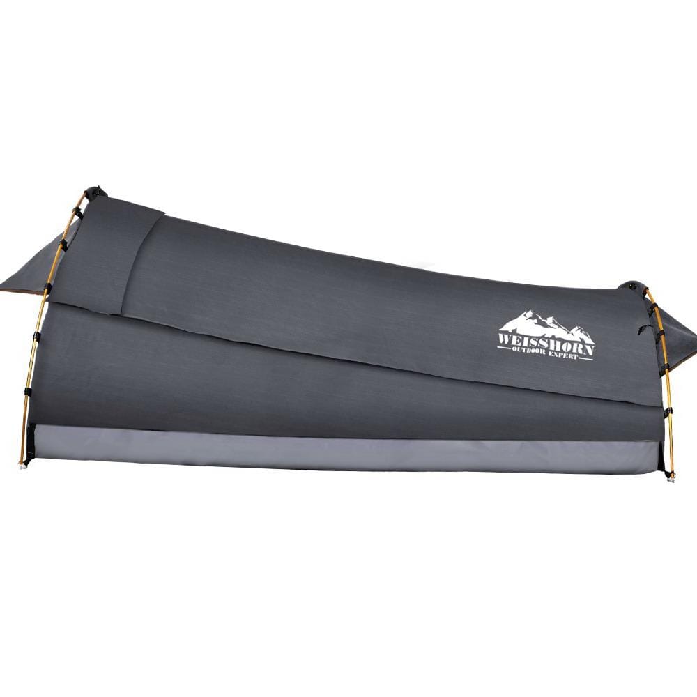 Weisshorn Outdoor Sleeping Camping Swags King Single Swag Canvas Tent Deluxe Dark Grey Large