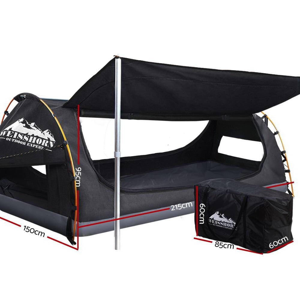 Weisshorn Outdoor Sleeping Double Swag Camping Swags Canvas Free Standing Dome Tent Dark Grey