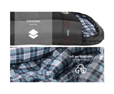 Weisshorn Outdoor Sleeping Sleeping Bag Bags Single Camping Hiking -20°C to 10°C Tent Winter Thermal Grey