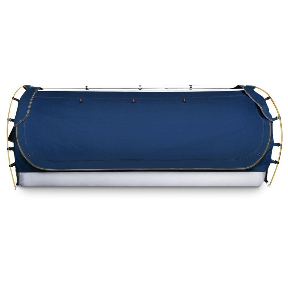 Weisshorn Outdoor Sleeping Swag King Single Camping Swags Canvas Free Standing Dome Tent Dark Blue with 7CM Mattress